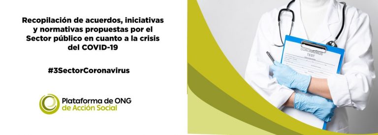 La Plataforma de ONG de Acción Social recopila la normativa estatal publicada en relación a COVID-19 y los servicios sociales en España